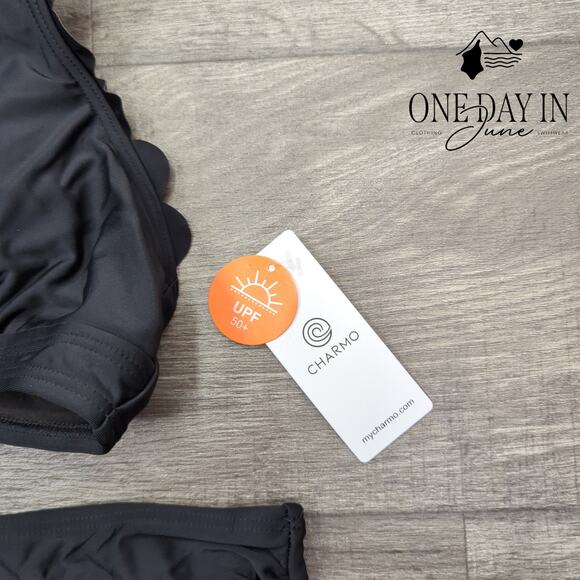 Charmo Maternity Scallop Edge Tie Back Bikini Swimsuit Size M - Picture 4 of 7